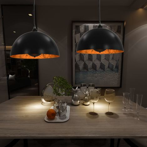 vidaXL Lampadari 2 pz Nero e Oro Semi-Sferici 40 cm E27 (1/5)