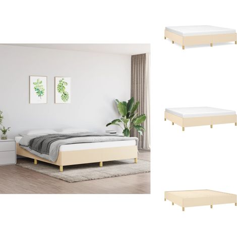 Bettgestell ohne Matratze Creme 180x200 cm Stoff - Bettrahmen - Doppelbett - Boxspringbetten - Lattenrost - Cremefarbenes Bett (1/5)