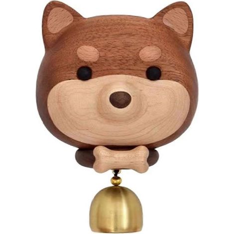 Sonnette décorative de porte en forme de chien, carillon éolien, cloche en bois - (1/5)
