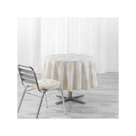 Nappe ronde (0) 180 cm polyester imprimeé metallisé Sunny gold (1/3)