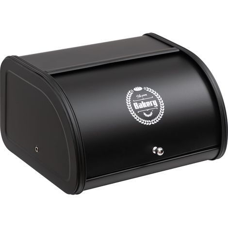 Boîte à Pain Avec Corps en Acier Inoxydable, Boîtes à Pain en Métal Pour la Cuisine, Récipients de Stockage du Pain avec Couvercle Enroulable, Rangement Facile, Noir (1/5)