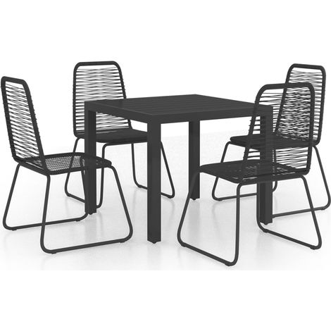 Salon de jardin 5 pcs Rotin PVC Noir 3 (1/5)