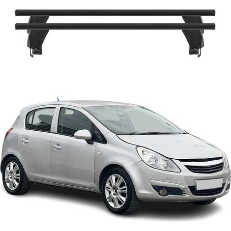 OMAC Dachträger Querträger Alu für Opel Corsa D 2006-2010 Pre-FL 3Tür – Abschließbar – T-Nut – City-Crash-getestet – Max. 50 kg Schwarz (1/5)