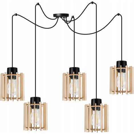 MODERNE LED-DECKENHÄNGELAMPE AUS HOLZ (1/5)
