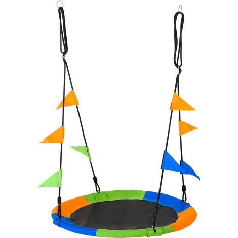 Balançoire enfant, Ø100 x 120-180 cm, 80 kg, réglable, pour enfant, jeu intérieur extérieur, sécurité enfant