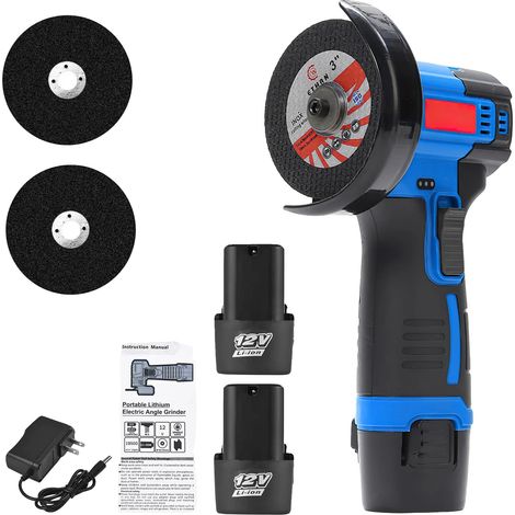 Meuleuse d'angle, sans fil, 550W de puissance, 2 Batterie 1 Prise-Bleue (1/2)