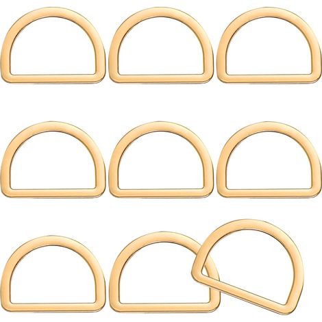 Lot de 9 mousquetons, anneaux en D, 25 mm, demi-cercles, accessoires de sac, anneaux en D en métal sans couture, demi-anneaux en D pour colliers, mousquetons, sangles, sacs, laisse de chien (1/5)