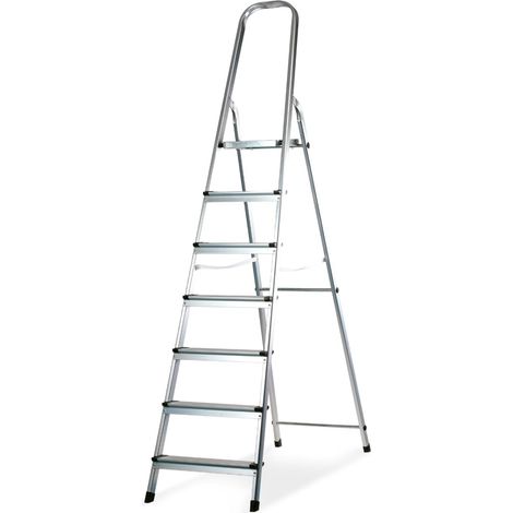 Échelle Pliable 7 marches de 8 cm de Largeur Escabeau Antidérapant avec Poignée Légère, Stable et Résistante Parfaite pour Les Tâches Domestiques et l'Usage Professionnel (1/5)