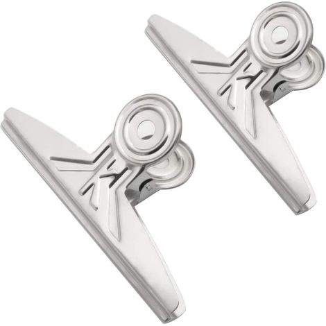 Pinces à lime extra larges de type bulldog, lot de 2 pinces métalliques argentées de 19,8 cm (7,8 pouces) pour la maison, le bureau et l'école (1/5)