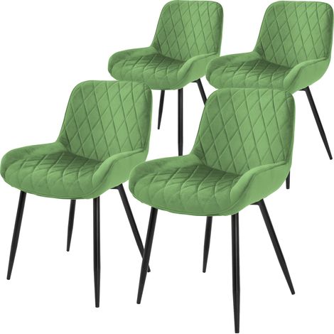 ML-Design Set 4x Sillas de Comedor Verde Salvia Asiento Moderno Tapizado de Terciopelo Patas de Metal Negras con Respaldo y Reposabrazos Ergonómicos Sillón Moderno para Salón Oficina Dormitorio Cocina (1/5)