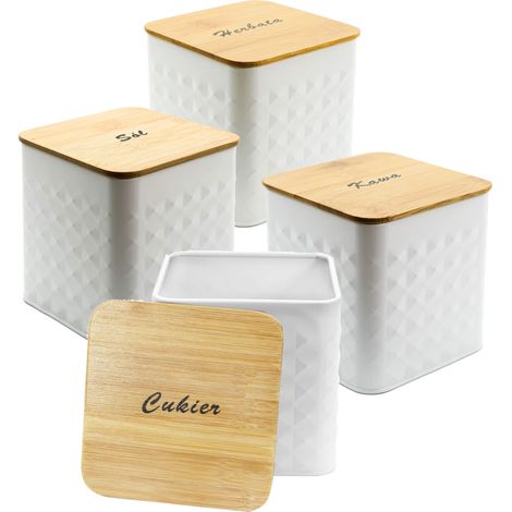 Juego de 4 recipientes para café, té, azúcar y sal BRUNBESTE BB-4262 (subtítulos en PL) (1/5)
