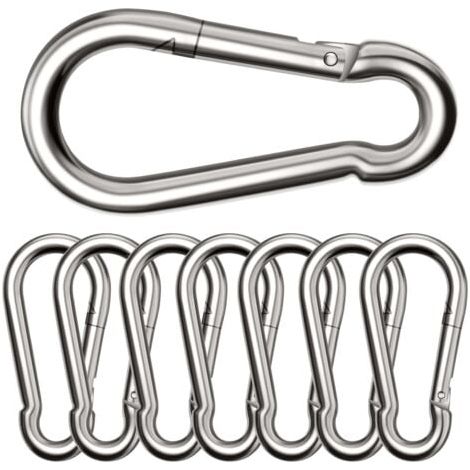 Lot de 8 Grands mousquetons,Φ880 mm,Mousqueton Charge maximale de 300 kg, ne rouillent Pas, Galvanisés,Résistants. pour Sac à Dos, Laisse pour Chien,hamacs, Camping, pêche, auvents etc (1/5)