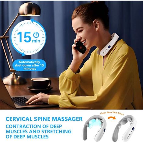 Massaggiatore per il collo con funzione riscaldante - Massaggiatore elettrico a impulsi per il collo - Massaggiatore wireless intelligente Neckology - Massaggiatore elettrico per il collo - Infrarossi (1/4)