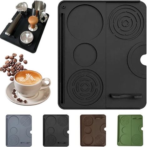 Bandeja para cápsulas de café usadas - Para mantener ordenado el rincón del café - Silicona resistente al calor - 20 x 15 cm - Negra (1/4)