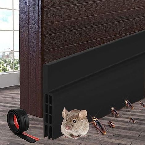 100 x 5 cm Self-Adhesive Door Seal Strip Insect Sound Protection Door Floor Seal for Blocking Light, Draughts, Mosquitoes (Black) (1/5)