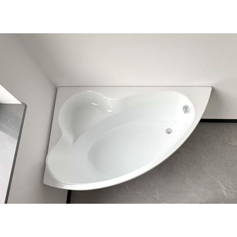 ECOLAM Baignoire d'angle acrylique blanc Ada 140x90 cm gauche, pieds, siphon + silicone. Baignoire acrylique blanc (1/5)