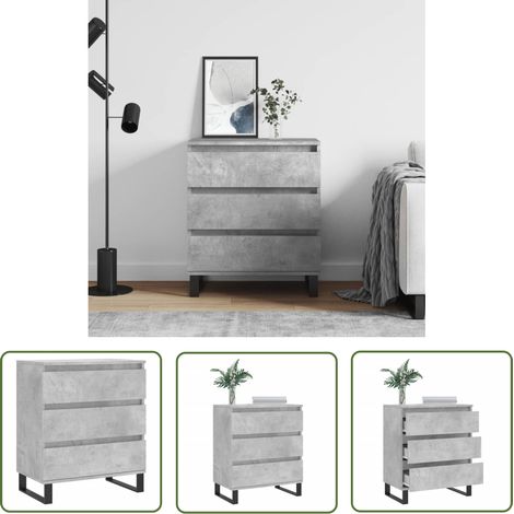 The Living Store Buffet Gris béton 60x35x70 cm Bois d'ingénierie - Buffet Gris - Buffet Design - Armoire De Rangement - Meuble De Cuisine - Meuble TV (1/5)