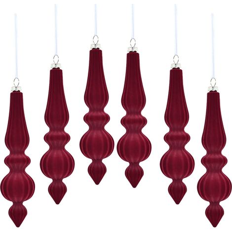 Guirlande De Décoration En Velours Rouge - Ornements Coniques Pour Arbre De Noël - Idéal Pour Fêtes, Mariages Et Décorations Intérieures - Lot De 6 (1/4)