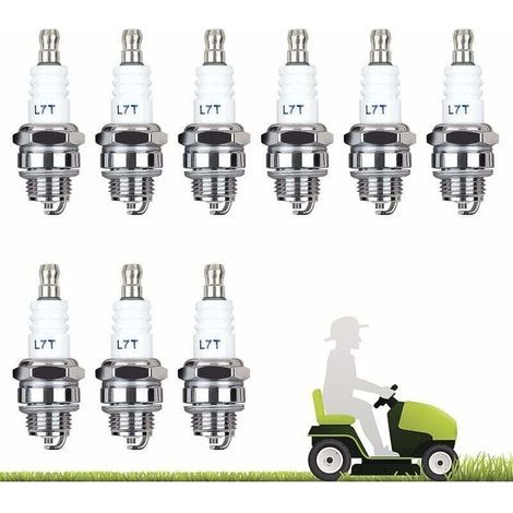 Pièces pour tondeuses à gazon, lot de 10 bougies d'allumage L7T, adaptées aux débroussailleuses, tondeuses à gazon et moteurs à deux temps. (1/5)