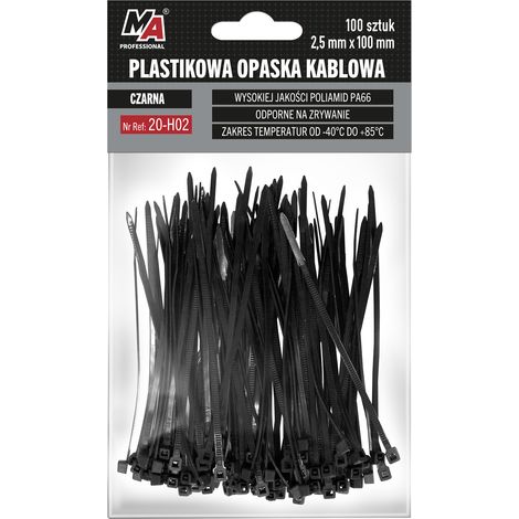 011767 MA Fascette per cavi professionali in plastica - Nere 2,5 mm x 100 100 pezzi