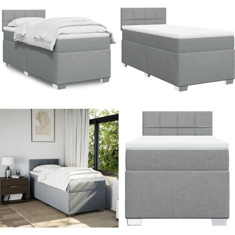 Boxspringbett mit Matratze Hellgrau 80x200 cm Stoff - Boxspringbett - Doppelbett - Schlafsystem - Bettsofa - Lattenrost - Home & Living (1/5)