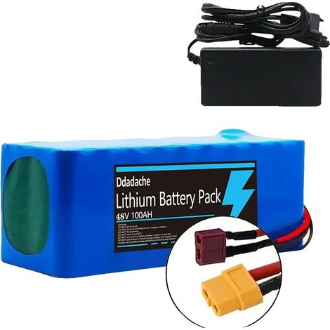 Batería de iones de litio, 48 V, capacidad de 100 Ah, cargador XT60-T (1/2)