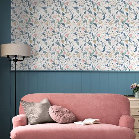 Papier peint intissé Laura Ashley Litton Pale Seaspray 1005 x 52cm Bleu (1/5)