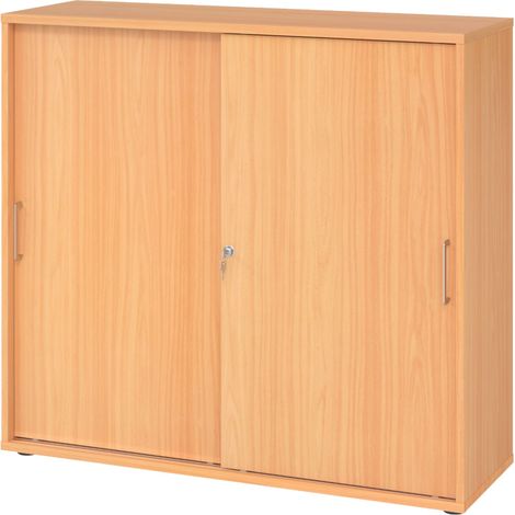 bümö Schiebetürenschrank office - 3 Ordnerhöhen Buche (1/5)