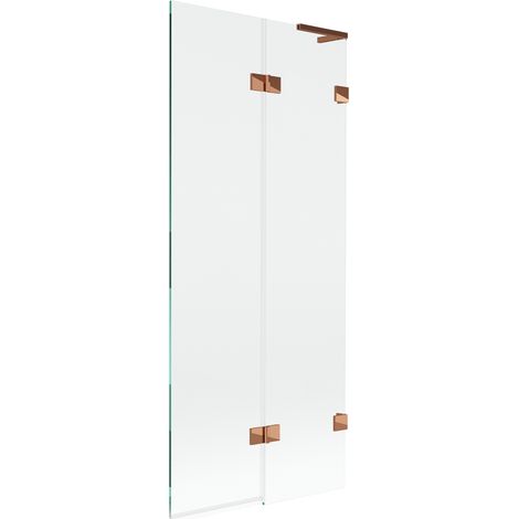 Paroi de baignoire 2 volets droite Mexen Lunar L 80 x 150 cm, transparents, or rose - 897L-080-100-60-00-P (1/5)