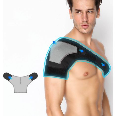 Attelle de soutien légère et ajustable pour une épaule, idéale pour les blessures musculaires et les luxations articulaires. Taille unique. Disponible en gris/noir pour l'épaule droite. (1/5)