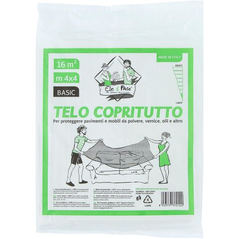 Bache de couverture de base 4x4 m en polye'thyle'ne e'paisseur 13 microns 200 g feuille de protection pour la protection des sols et des meubles