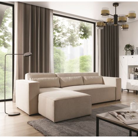 Ecksofa Schlafsofa WALDO Stoff Brooklyn Pearl Ottomane Links (1/5)