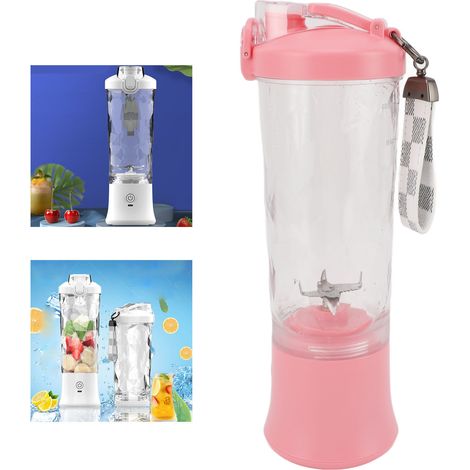 Presse-agrumes électrique portable USB 600 ml, petit blender idéal pour les smoothies et les milkshakes - Rose (1/5)