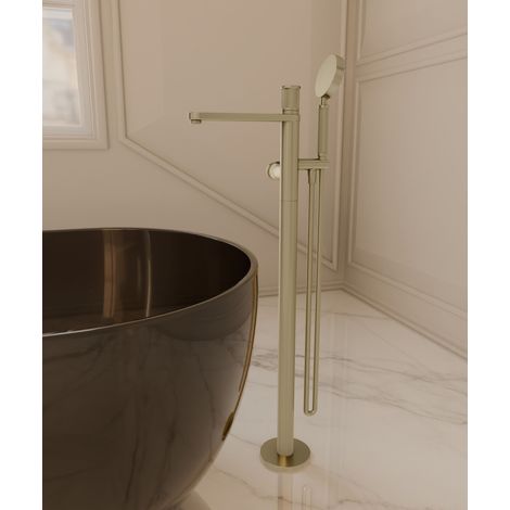 Mitigeur thermostatique de baignoire sur pied Doré Brossé - Hera