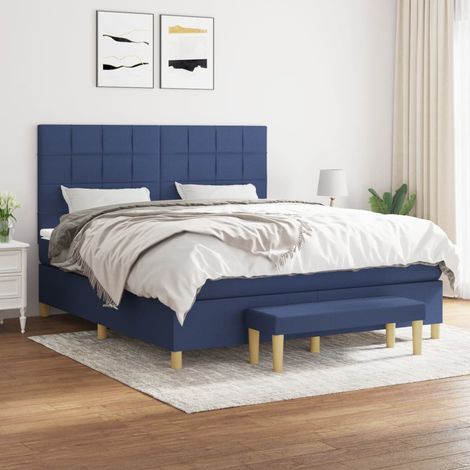 Lit Adulte moderne, Lit à sommier tapissier avec matelas Bleu 180x200 cm Tissu GSW91537 (1/5)