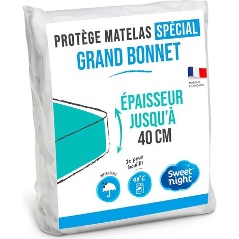 Protège Matelas Grand Bonnet pour Bonnet jusqu'à 30cm/35cm/40cm 160x200x40 cm Alèse Imperméable Lavable à 90°C (1/5)