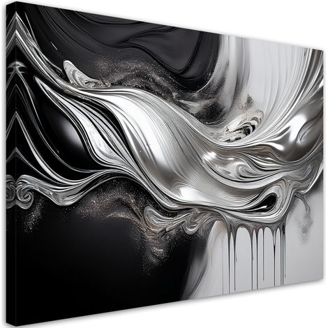 Tableau déco Abstrait noir et argent 3D 90x60 (1/5)