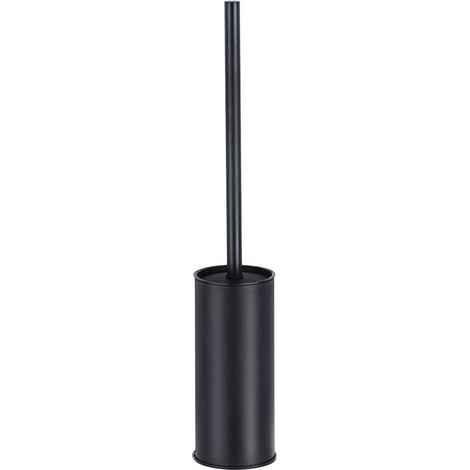Soporte para escobilla de baño de acero inoxidable 304 con revestimiento de goma negra y escobilla de baño.