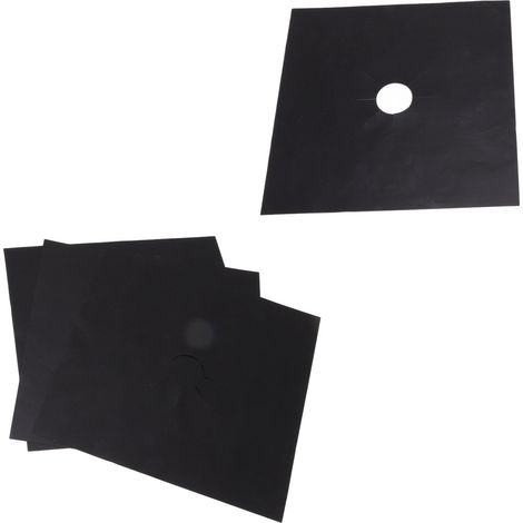 4 Protections de brûleur de cuisinière 27x27 cm, revêtement antiadhésif PTFE, pour plaques de cuisson gaz, noir - Lot de 4 (1/5)