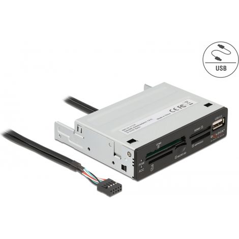 Delock Lector de tarjetas USB 2.0 de 3.5 de 5 ranuras + 1 x USB 2.0 Tipo-A hembra