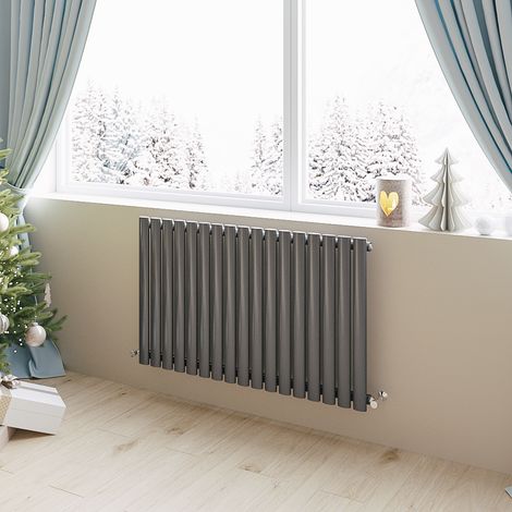 Acezanble Horizontal Oval Column Radiator Central Heating Rad 600x1003mm Single Anthracite