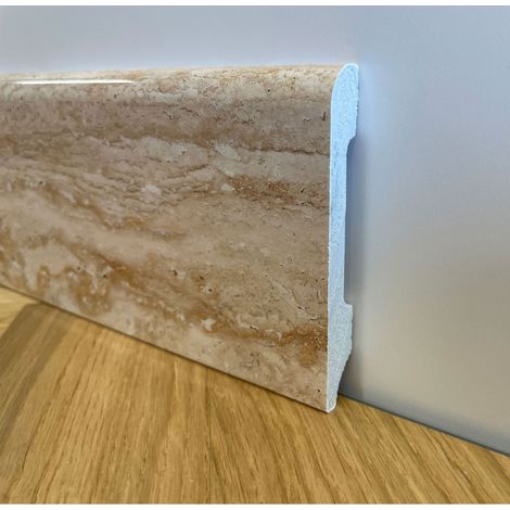 Battiscopa BC Lucido TRAVERTINO 85x14mm in POLIMERI - Polistrutturato (prezzo al metro)