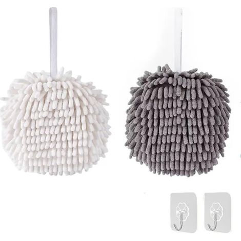2 pièces Serviette Sèche-Mains Suspendue, ANNEFLY Serviettes Microfibre Douce Super absorbantes à séchage Rapide avec Crochets (1/4)