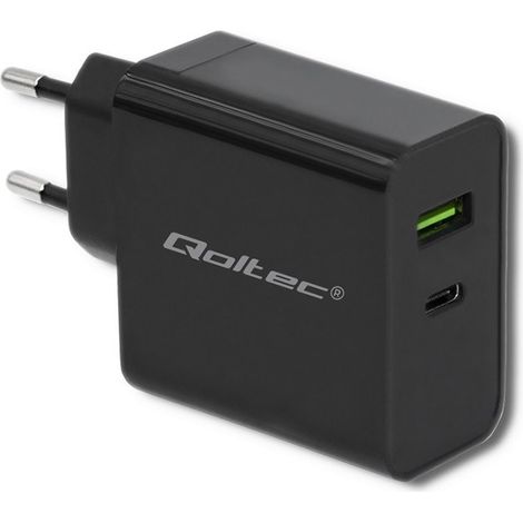 Qoltec 51717 Charger  45W  5-20V  2.25-3A  USB type C PD  USB  Black (1/5)