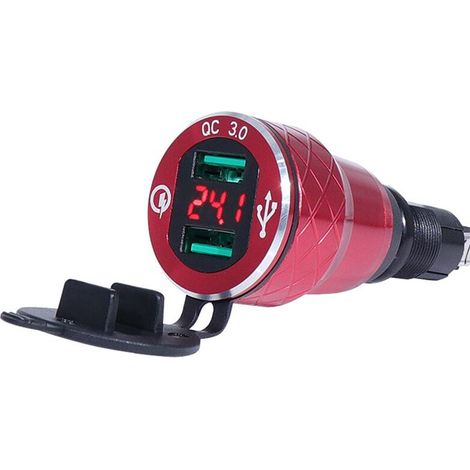 Toma cargador moto doble DIN Hella USB para Versys F800GS F650GS F750GS R1200GS R1250GS Rojo EU (1/2)