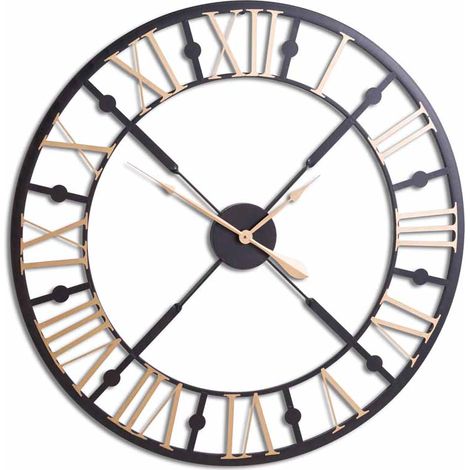 Skeleton Clock - Metal - L4 x W95 x H95 cm - Black/Gold