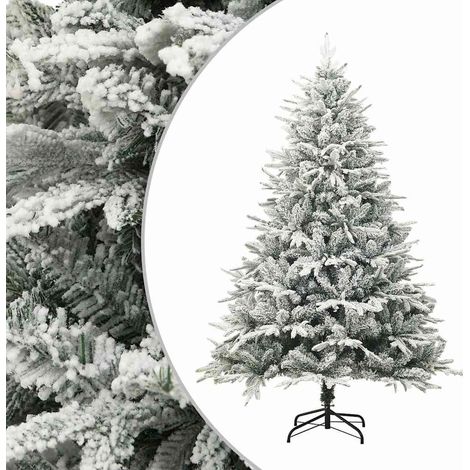 Sapin de Noël artificiel vert enneigé 240 cm branches PVC PE avec support acier - PANGIVO (1/5)