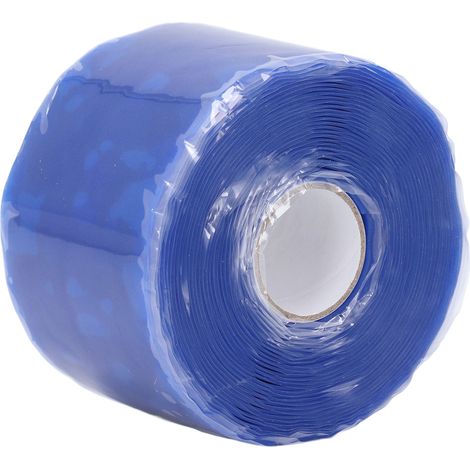 Ruban adhésif de réparation en caoutchouc silicone, 5 m de long, 50 mm de large, 0,8 mm d'épaisseur, pour tuyaux d'arrosage. Bleu. (1/5)