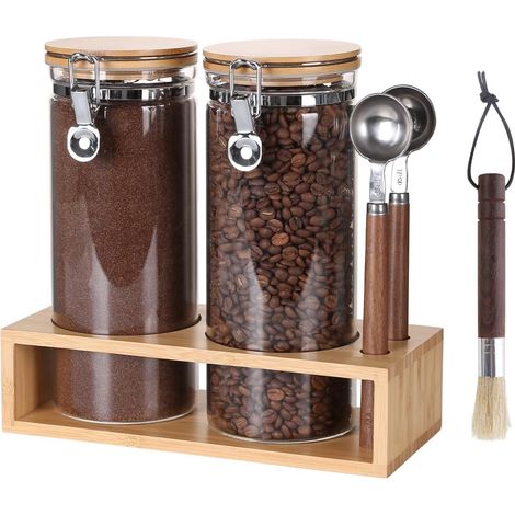 Set Barattoli Vetro Ermetici 2x 1500 ml con Mensola (1/5)