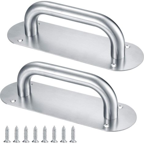 Poignée de porte coulissante en inox avec plaque, 200 x 65 mm, pour porte coulissante et placard (1/5)